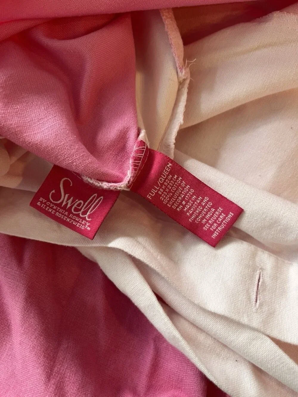Swell Cynthia Rowley Cotton Full/Queen Duvet Set Cover Shams 3D BUTTERFLY PINK